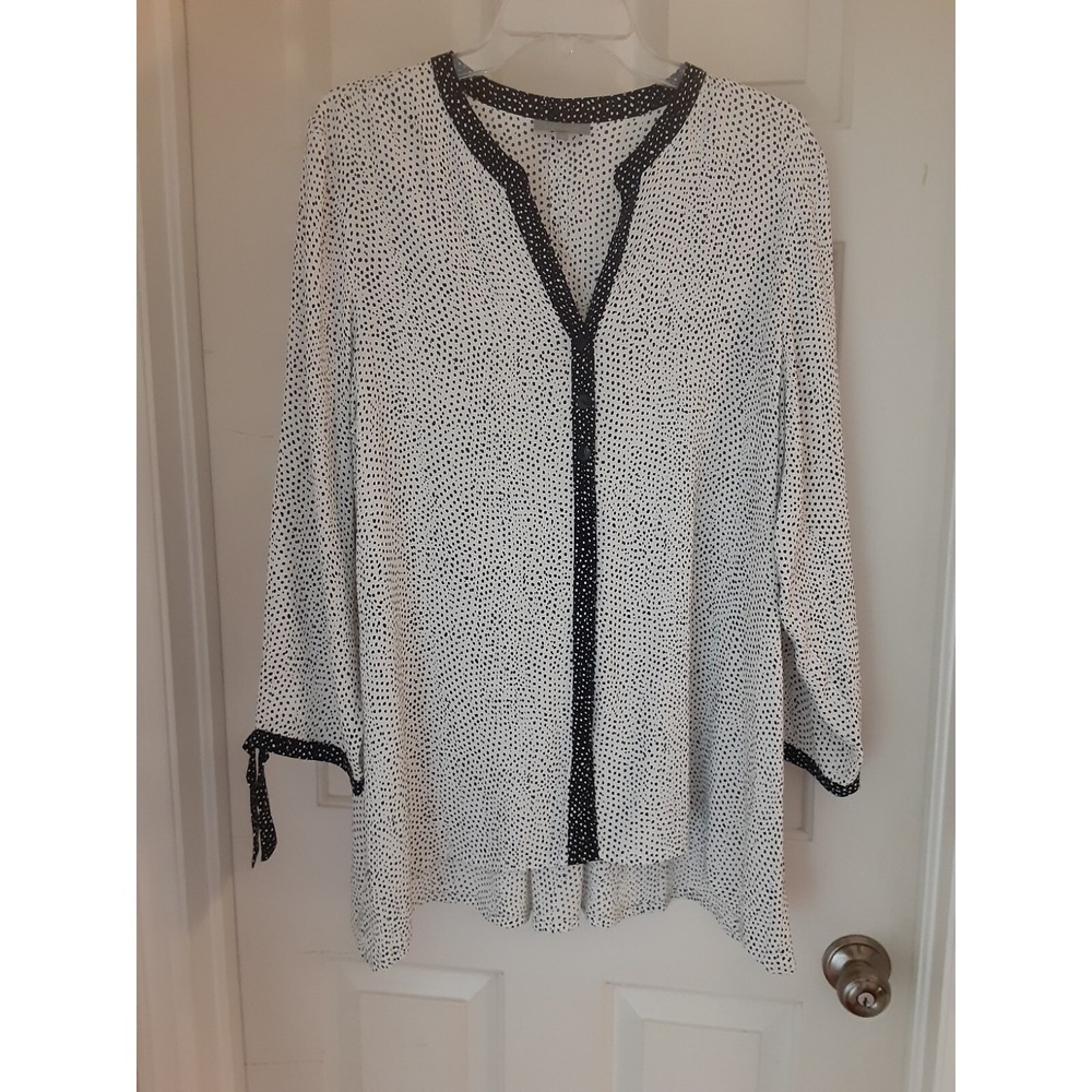 Habitat‎ "Livable" Black & White Tiny Dot Tunic RN125546 Style # 33889 Size L